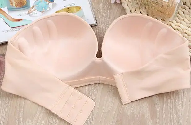 Женский Гладкий бесшовный бюстгальтер без бретелек с эффектом пуш