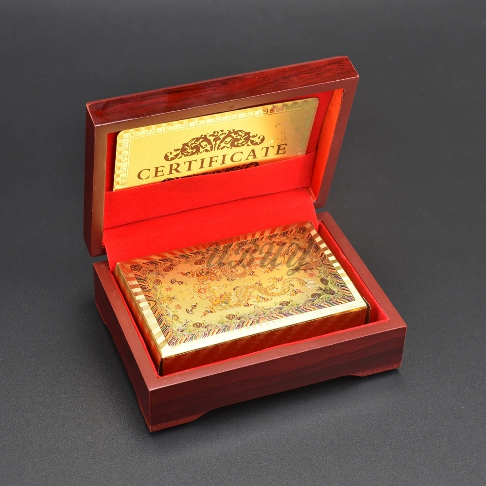 Китайский талисман цветной печати дракон феникс дизайн Золотая игральная карта