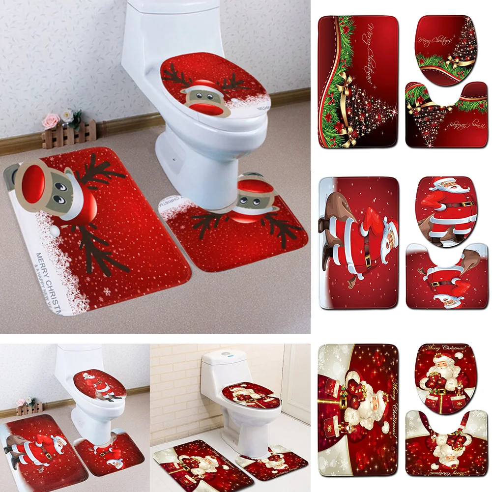3 шт./компл. чехол на сиденье унитаза в рождественском стиле с Санта-Клаусом и
