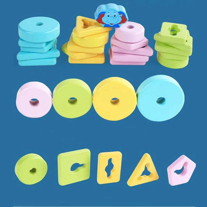 

Wooden Puzzles Building Block Geometric Shapes Kids Education Toys