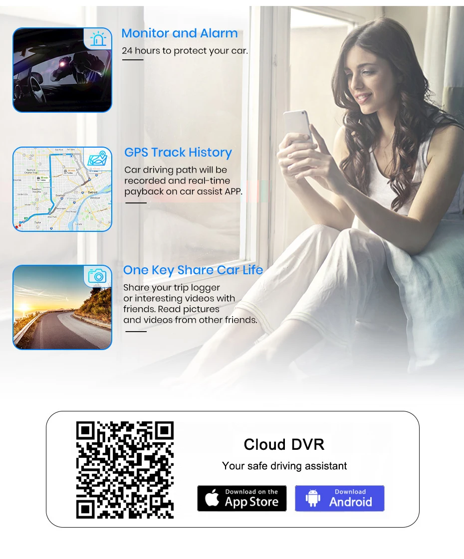 $73.37 Bluavido 4G hidden dash camera GPS tracking Support Live Remote Monitoring with two camera video recording FHD1080P WiFi hotspot