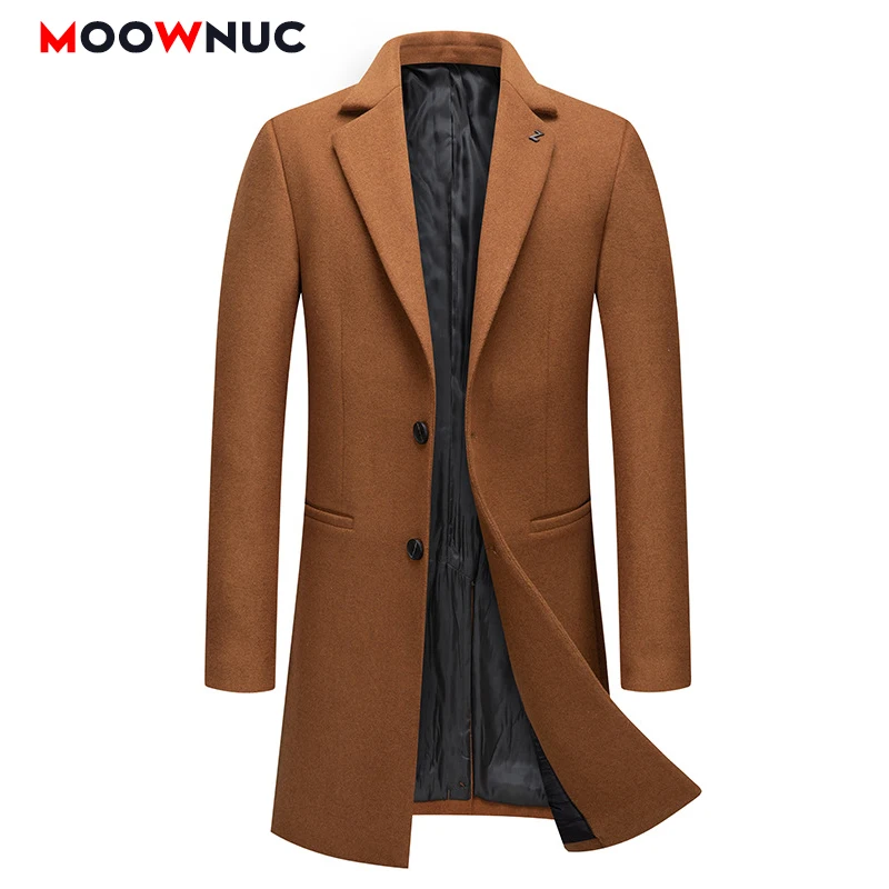 

2020 Casual Windbreaker Coat Men's Wool Jackets Male Fashion Overcoat Trench Outwear Winter Autumn Fit Parka Thick Warm MOOWNUC