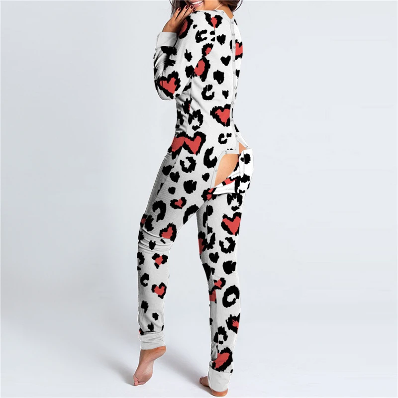 

Women's Deep V-neck High Waist Jumpsuit Skinny Casual Cartoon Printing Romper Slim Long Sleeve Bodysuit Long Pants Home Clothing