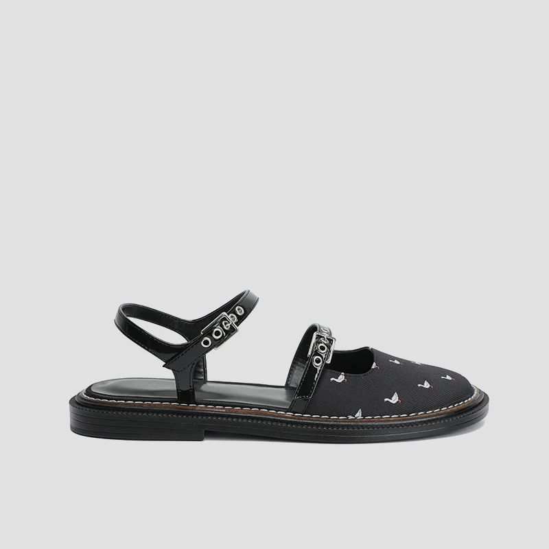 

Женские туфли с вышивкой на низком каблуке, брендовые удобные туфли принцессы, Мэри Джейн, плоская подошва, летние сандалии