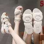 Женские сандалии на плоской платформе, туфли с застежкой-липучкой и медведем в стиле интернет-знаменитостей, лето 2021
