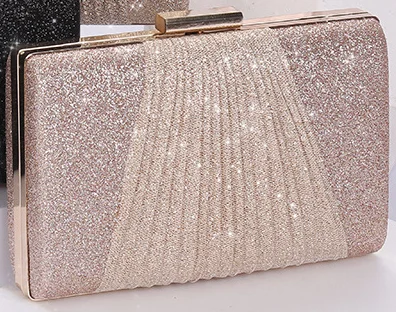 

European and American Shiny Folds Large-capacity Handbag Dinner Bag One-shoulder Diagonal Bag Wedding Dress Handbag Evening Bag