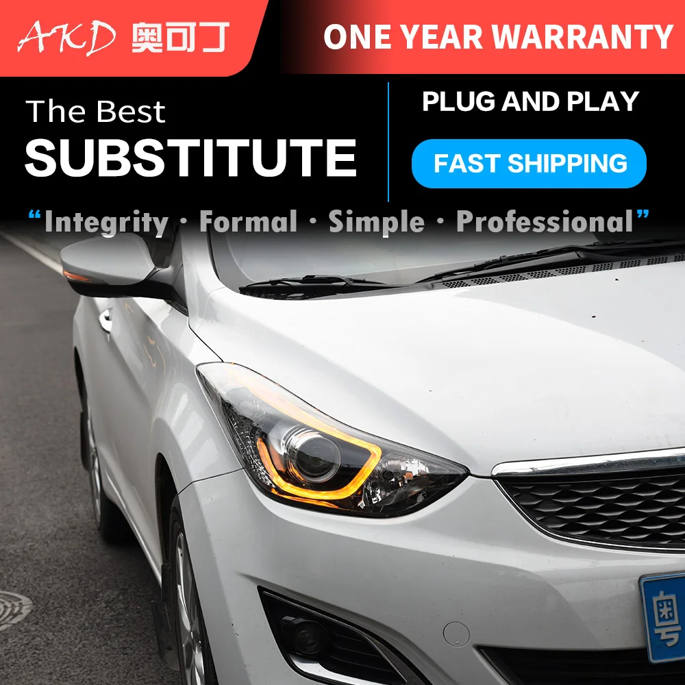 АКД автомобильного тюнинга фар для Hyundai Elantra 2012 2016 светодиодные фары DRL