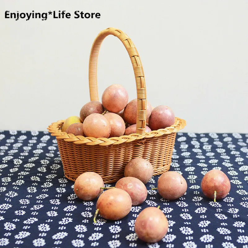 

Новая корзина для хранения в садовом стиле, портативная корзина для фруктов, корзина для цветов из экологически чистого ротанга, ткань корз...