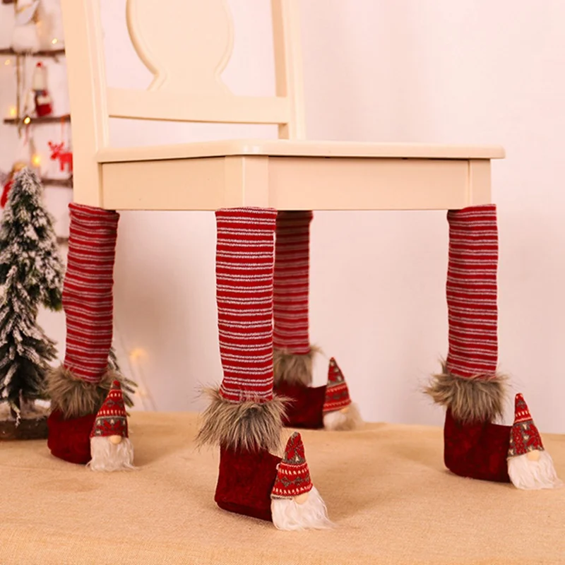 

1 Pc Christmas Table Leg Cover Funny Xmas Chair Stool Leg Cover Home Decoration Tables Chairs Covers Non-slip Cases