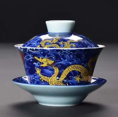 Керамический чайный набор красный/белый/желтый дракон Gaiwan чайная посуда