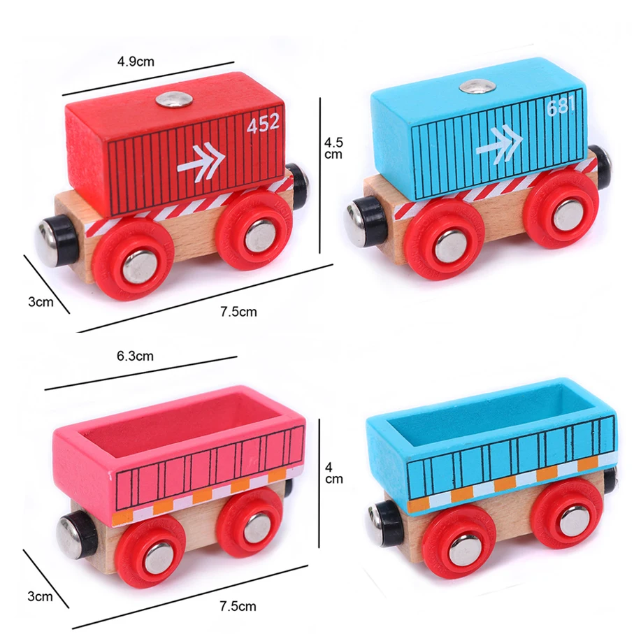 

Wooden magnetic link Train cargo compartment can be connected to wooden train track toys children's hand push delicate toy car