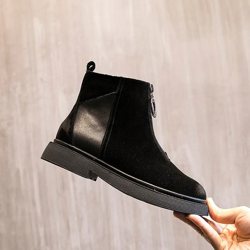 Женские ботинки осенние тонкие на молнии Новые зимние теплые Martin с плюшевой