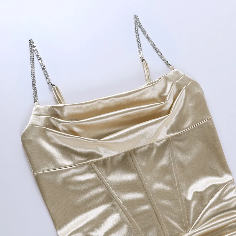 

Pleated Sling Bodycon Bandage Dress Women Midi Diamond Sexy Party Dresses 2021 Stain Strapless Summer Dresses