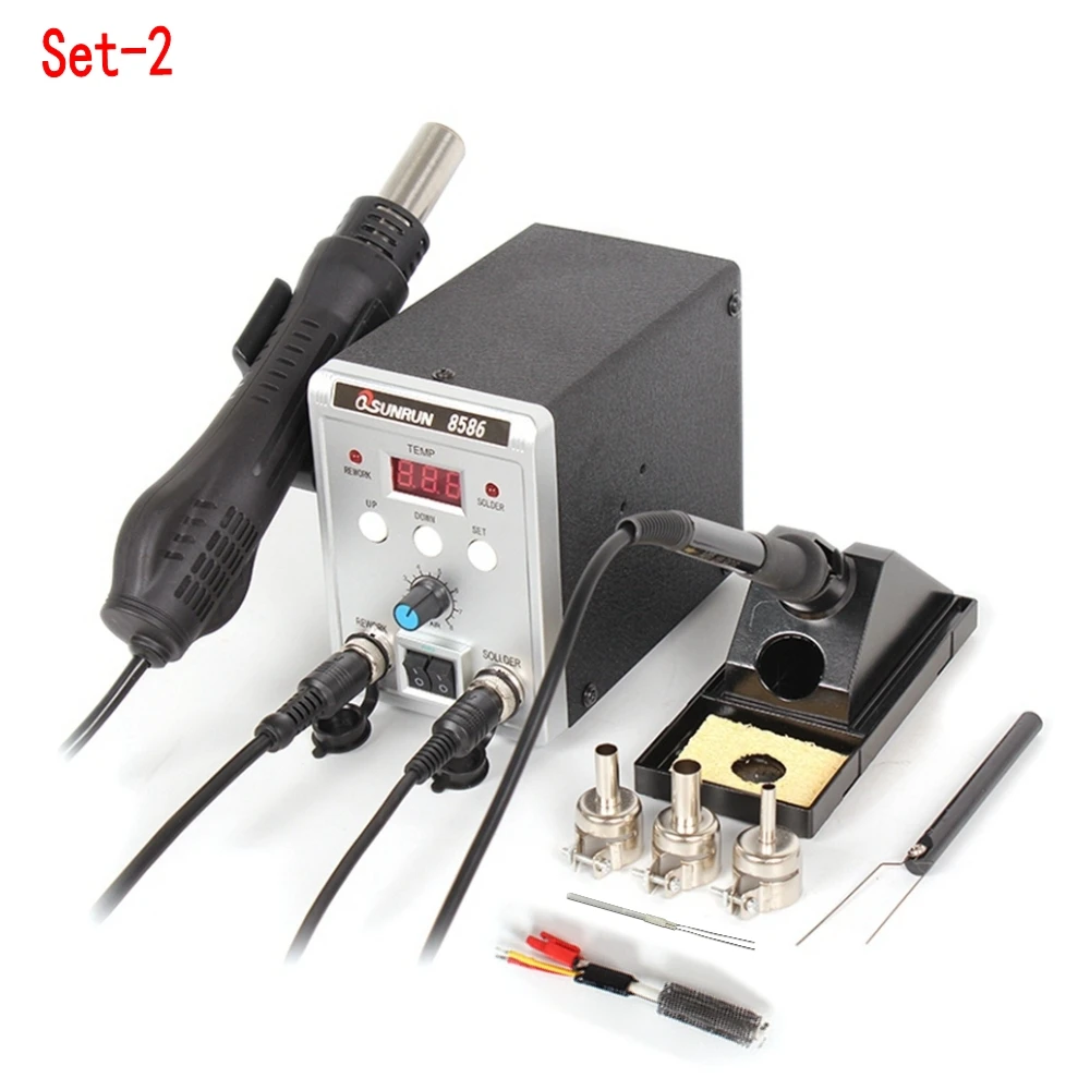 2-в-1 8586 SMD паяльная станция, цифровой Дисплей 8586D BGA паяльная станция Электрический паяльник+ горячий воздух пистолет