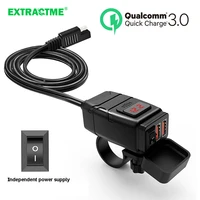 dual usb port 12v waterproof motorcycle handlebar charger quick charger 3 0 with voltmeter usb motorcycle charger