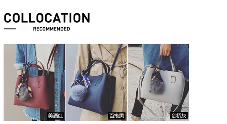 HELLOVE Women Shoulder Bag with a Little Bag inside Metal Magnetic Buckle PU Leather Totes Crossbody Messenger for Female Ladies