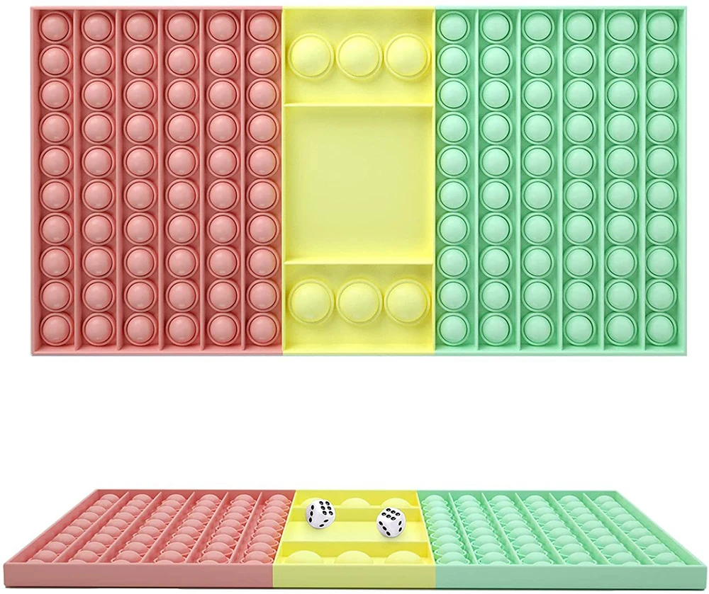 Home 9 Tabuleiro de Xadrez Sensoriais para Crianças Fidget Brinquedos Grande Xadrez Empurrar Sua Bolha Dados Arco-íris Família Jogos Interativos Pop