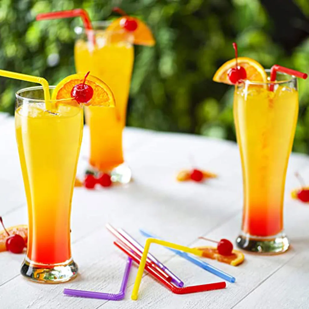 

100PCS Flexible Bendy Party Disposable Plastic Drinking Straws - Assorted Colors Drinking Straws Straw Bar Accessories