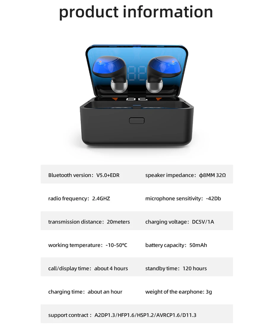 TWS 5,0, Bluetooth, беспроводные наушники, Hi-Fi, стерео наушники с шумоподавлением, свободные руки, Спортивная/игровая гарнитура с микрофоном