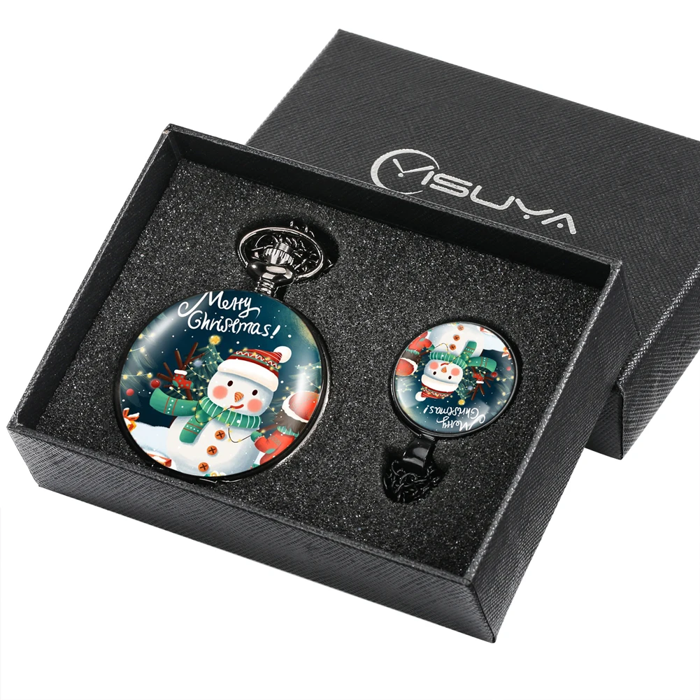 Merry Christmas Pocket Watch Gift Set Christmas Presents with Box Santa Claus Gifts 2022 New Year Xmas for Men Women Kids