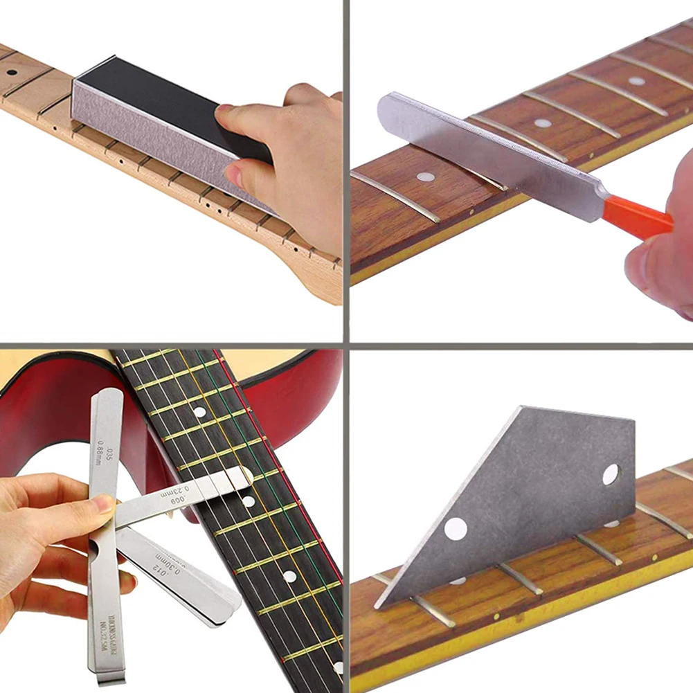

28 Pcs Guitar Luthier Tool Set Fret Crowning File Guitar Filetring Action Ruler Gauge Feeler Rocker Fingerboard Guard String