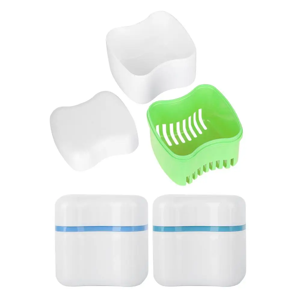 

New Denture Bath Box Denture False Teeth Storage Box Case With Filter Screen Dental Appliance Cleaning Teeth Cases Artificial T