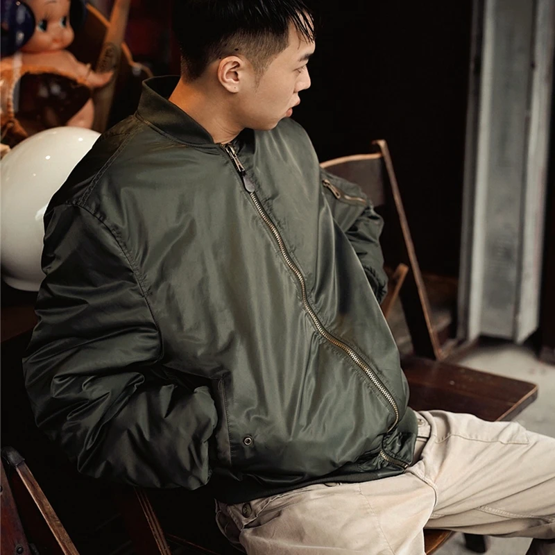 Мужская зимняя куртка бомбер с нейлоновой подкладкой и защитой от ветра|Мужские