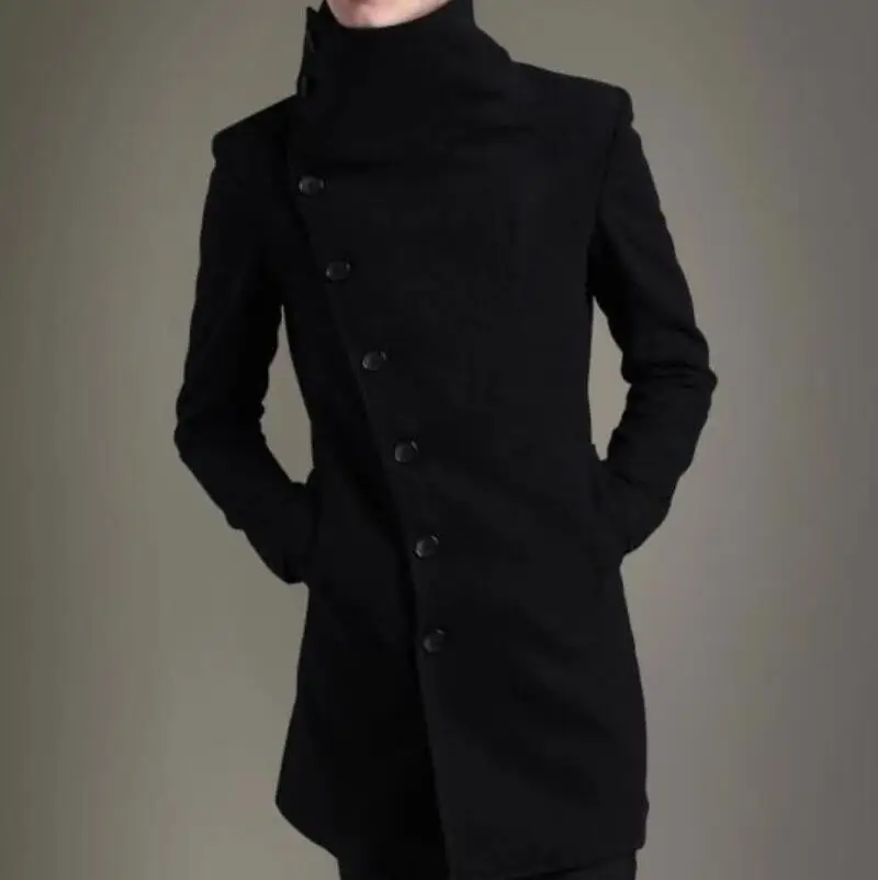 

HOT / Spring Men's New Mid-length Fashion Lapel single-breasted woolen coat Personalized customization Large size/S-6XL