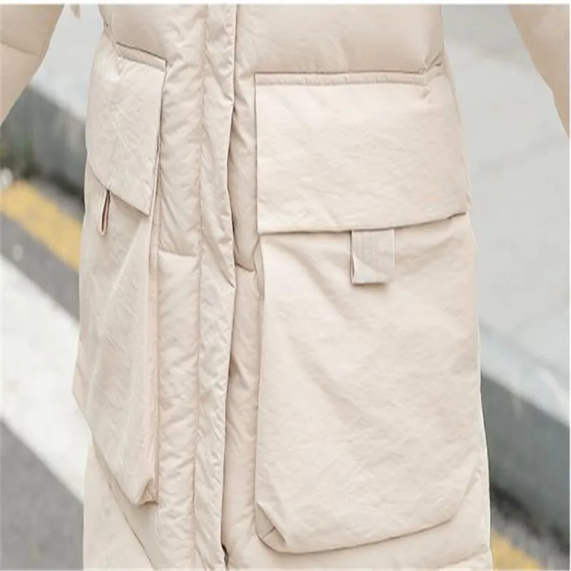 

Large Fur Collar Women Winter Parkas 2019 Down Cotton Coat Female Loose Thick Cotton-Padded Warm Overcoat With Big Pockets M026