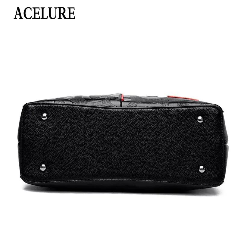 

ACELURE Top-Handle Bag Satchels Women Messenger Bags Luxury Letter PU Leather Large Handbags for Female Designer Elegant Ladies