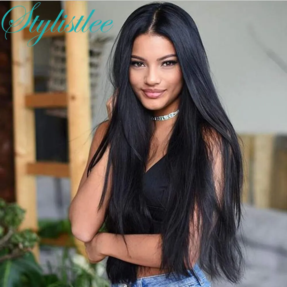 Прямые передние парики из человеческих волос на сетке 13x1 без повреждений