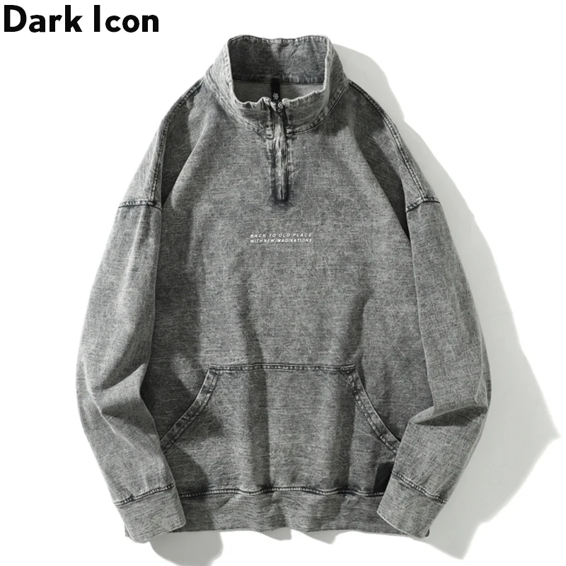 Мужской свитер на молнии Dark Icon уличный Свитер оверсайз|Мужские толстовки и