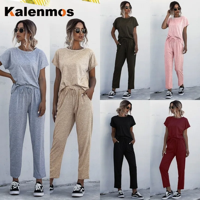 Женские спортивные костюмы KALENMOS комплект из 2 предметов летняя спортивная