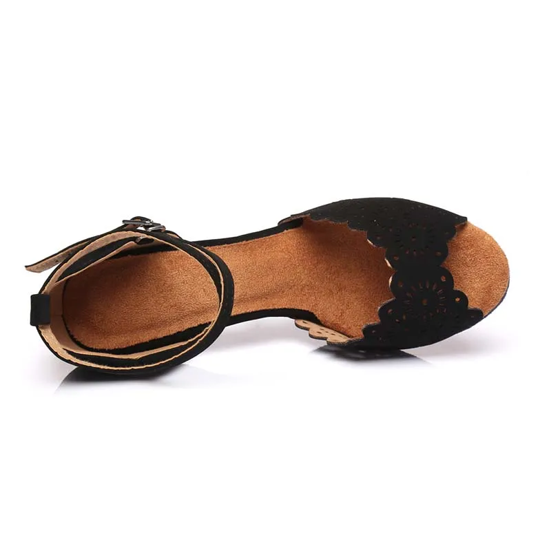 HROYL Girls Latin Dance-Shoes For Women Ballroom Dance Shoes Ladies Modern Tango Jazz Dancing Shoes Black Salsa Sandals