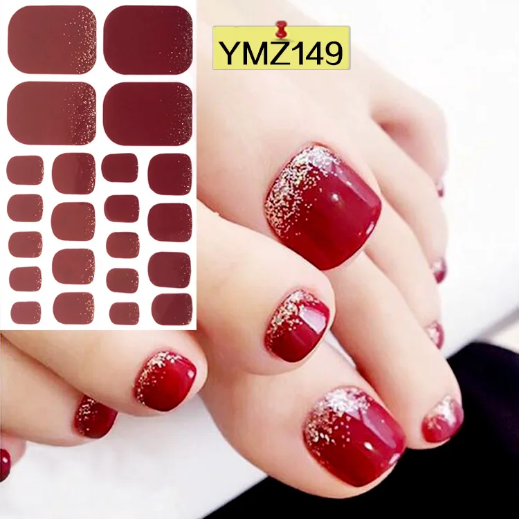 

1pc Toe Nail Sticker Adhesive Toenail Art Polish Tips French Glitter Sequins Nail Wraps Strips Easy To Wear Manicure for Women