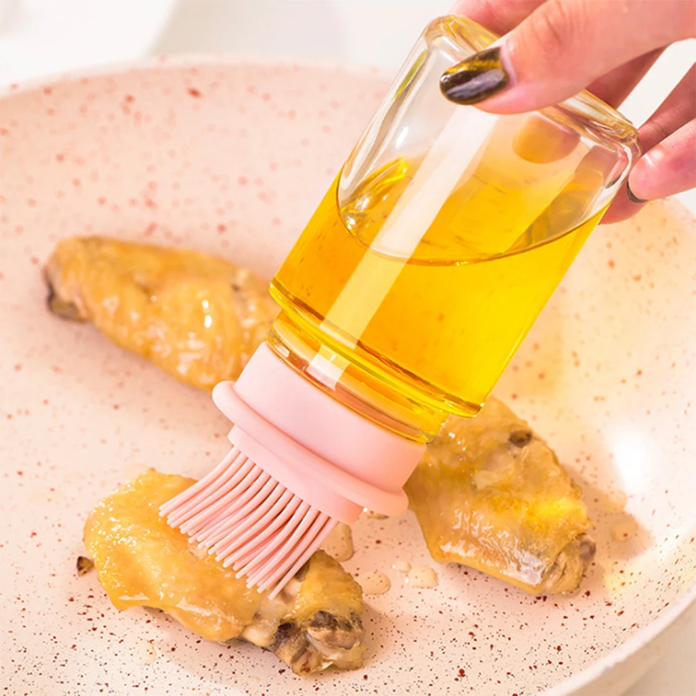 

Food Grade Silicone Barbecue Oiler With Brush Container Baking Barbecue Organizer Accessories For Kitchen Makers Cake Brush Oil