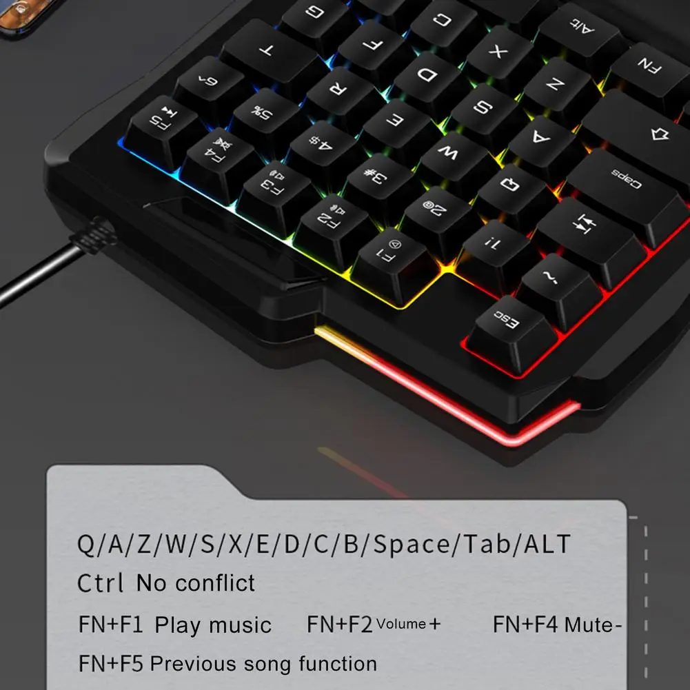Клавиатура с подсветкой проводная игровая клавиатура левой стороной RGB 35 клавиш
