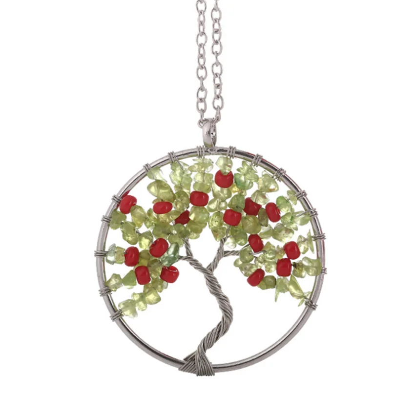 Уникальное посеребренное ожерелье FYJS с подвеской в виде дерева жизни из