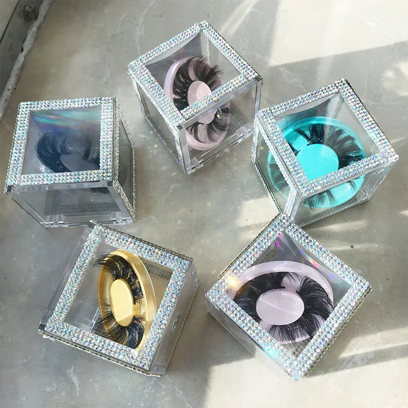 Diamond Lashes Box Cube Eyelashes Package Popular Customization LOGO Wholesale Best Selling Lash Case for 25MM Mink lashes