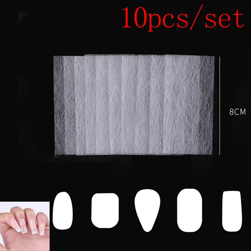10pcs Silk Fiberglass For Nail Extension Form Non-Woven Silks UV Gel Building Fiber French Acrylic DIY Manicure Accessory | Красота и