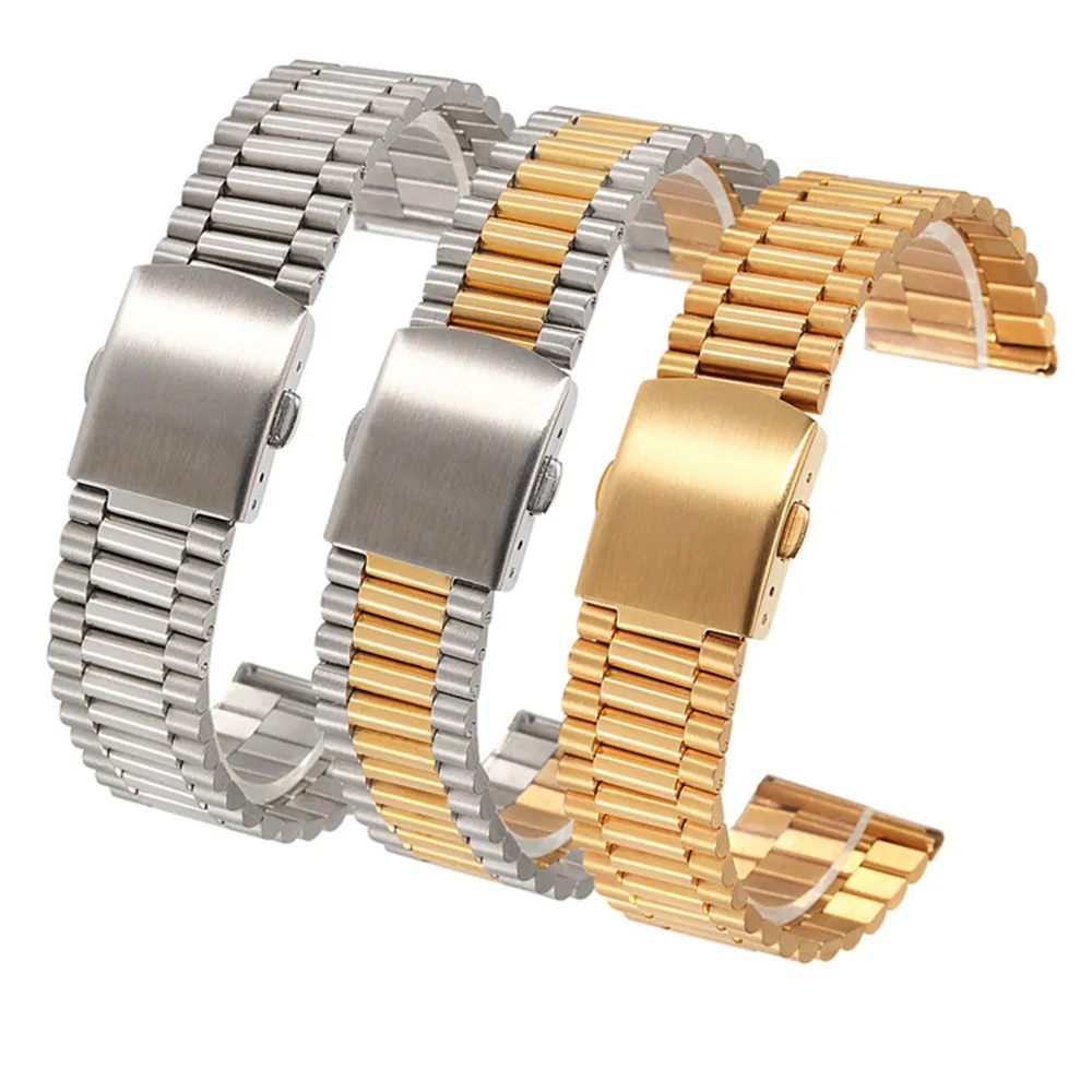 

12mm 14mm 16mm 18mm 20mm Solid Stainless Steel Watch Strap Men Women Universal Metal Wrist Band Bracelet Accessories with Tool