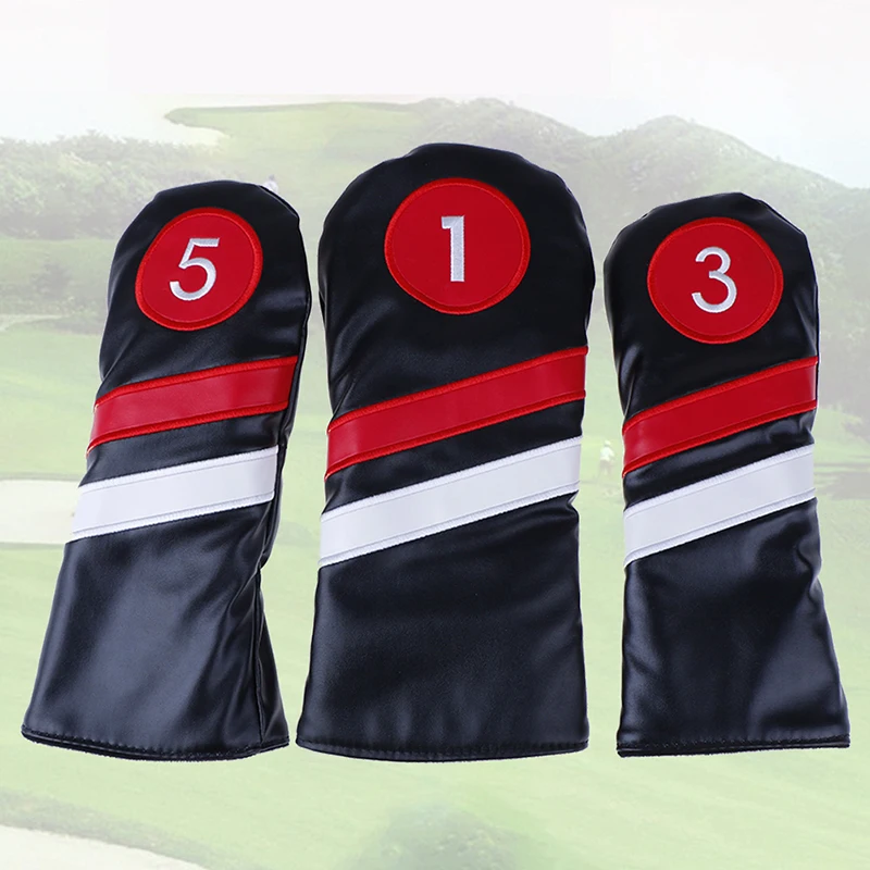 

Golf Club #1 #3 #5 Wood Headcovers Driver/ Fairway Rescue Woods/ Hybrid PU Leather Head Covers Set Protector