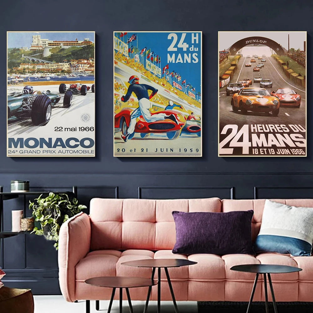 

24 Hours Of Le Mans Michael Delaney On Canvas Painting Print Nordic HD Posters Wall Art Picture For Living Room Home Decoration