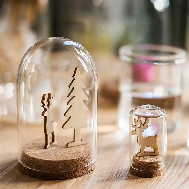 Настольный стеклянный купол крышка полусферы ручной работы с деревянная пробка