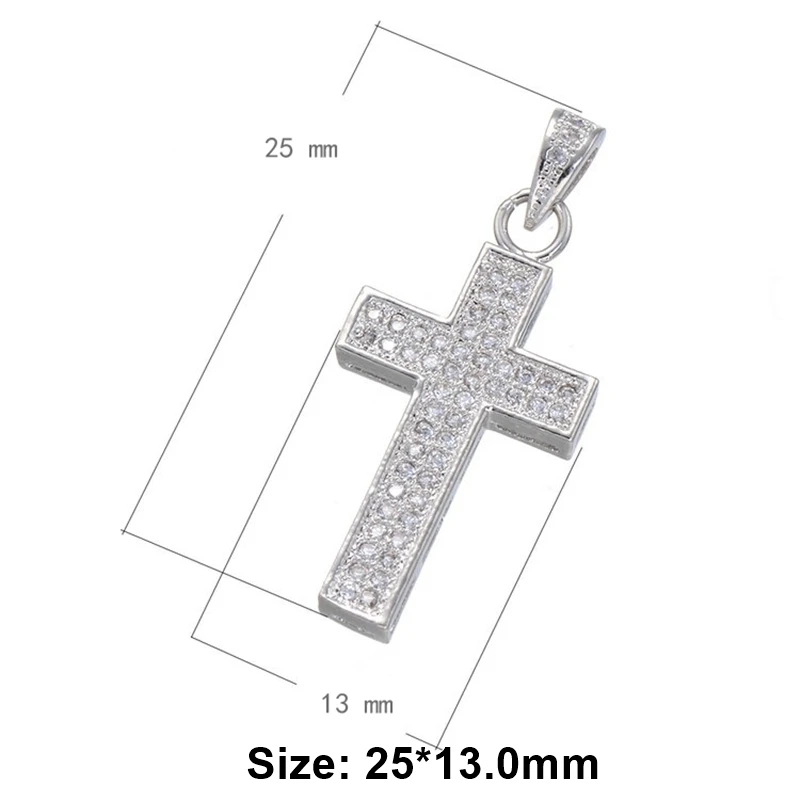 White Gold Juya Micro Pave Циркон Религиозная Христианская подвеска в форме Креста для ручной работы Иисуса христианского браслеты Изготовление ювелирных ожерелий - Окраска металла: White Gold