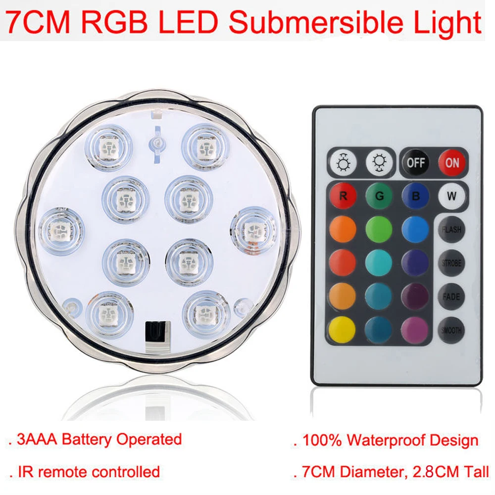 Подводный светильник с дистанционным управлением 10 светодиодов IP68
