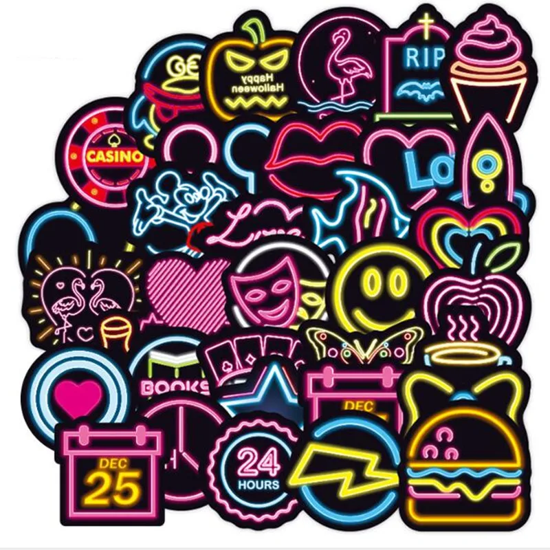 неоновые наклейки для распечатки. неоновые стикеры. неоновые стикеры. ноутбук с неоновыми стикерам. неоновые стикеры.