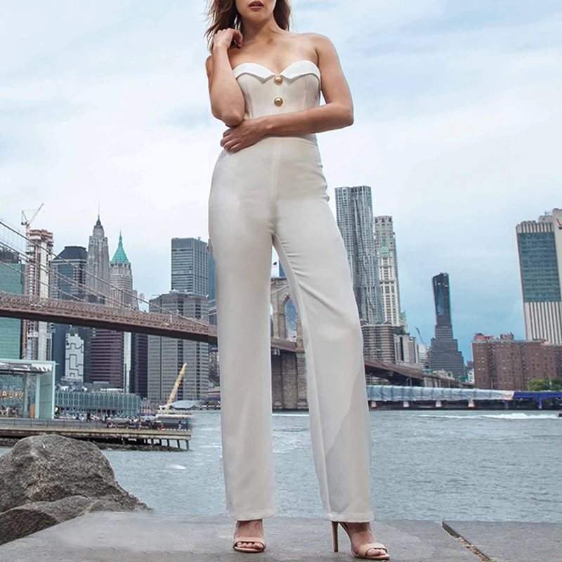 Комбинезон INDRESSME женский без бретелек пикантный Ромпер на пуговицах с V образным