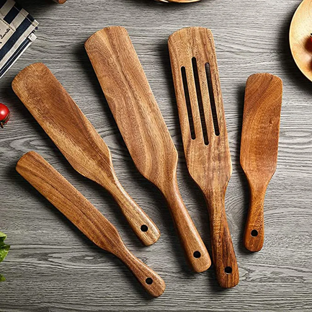 

Wooden Kitchen Utensil Set Turner Spatula Acacia Spurtle Kitchen Sets Non-Stick Wooden Cooking Utensils Slotted Spatula Sets