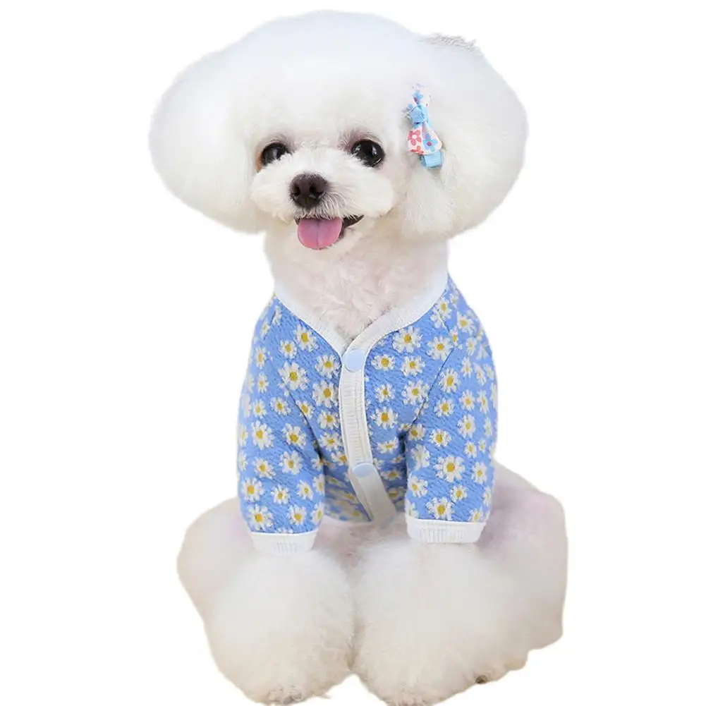 

Soft Pet Shirt Floral Print Skin-friendly Unisex Dog Winter Two-legged Shirt